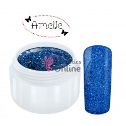 Gel UV Amelie color cu sclipici Extreme Glitter Royal Blue 5ml + 1 Cutie cu paiete Holografice Cadou
